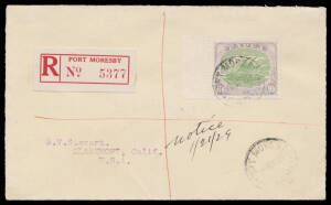 1916-31 Bicolours 10/- green & dull ultramarine on 1929 registered cover to the United States. A rare albeit philatelic franking.