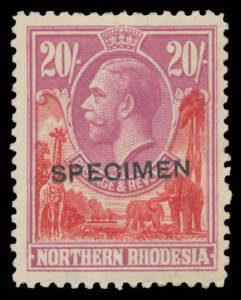 NORTHERN RHODESIA: 1925 KGV &frac12;d to 20/- SG 1-17 complete with 'SPECIMEN' Overprint, lightly mounted, Cat &pound;1200 including the 3/-, issued in 1929. (16)