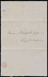 1858 small 3pp (8vo) letter headed "Matautu/18 Aug 1858" from the missionary Henry Nisbet to his wife at Safotulafai, light vertical filing fold.