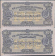 Ex-dealer remainders with 1922 £1000 specimen banknote reproductions on linen paper x2, Note Printing Australia Training Notes x2 sets, 1988 $2 Last Issue collector folders x7, 2005 'World Heritage' PNCs x5, paper $5 and Flinders 10/- separated between fr