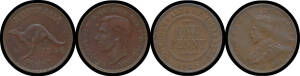 ONE PENNY: Penny dates, ex-dealer lot with 1925 x20 including Broken 'N' in PENNY x3, 1933/32 overdate (cleaned), 1946 x17 plus other varieties and a faked 1930, condition varied. Will suit re-seller, inspection recommended. (62)