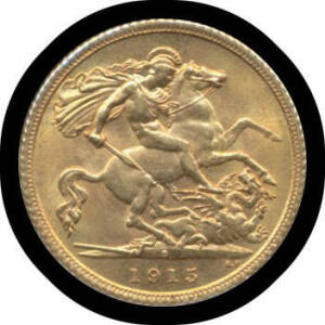 HALF-SOVEREIGN: 1915 Sydney Mint aUnc/Unc.