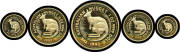 1993 Gold Nugget Series cased Proof set (#41), 1 oz, 1/2 oz, 1/4 oz, 1/10 oz and 1/20 oz .999 pure. (5)