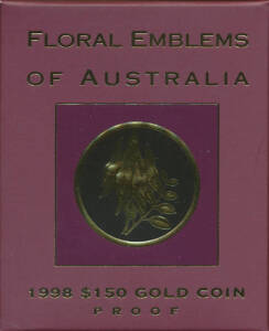 ONE HUNDRED AND FIFTY DOLLARS: $150 Gold Proof, 1998 'Floral Emblems of Australia' (South Australia), ½oz 24ct (99.9%) in original cased box, unopened with intact seal.