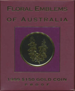 ONE HUNDRED AND FIFTY DOLLARS: $150 Gold Proof, 1999 'Floral Emblems of Australia' (Victoria), ½oz 24ct (99.9%) in original cased box, unopened with intact seal.