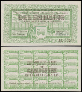 HAY - ONE SHILLING: 1/- green and black, Campbell #1213c, H. W. Robinow/R. Stahl serial 'D 22769' Unc. McDonald Cat $35,000.