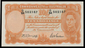 TEN SHILLINGS: 1939-52 KGVI 10/- ex-dealer stock, noted Sheehan/McFarlane and Armitage/McFarlane McDonald #20 & #21a&b First & Last Prefixes and Coombs/Watt & Coombs/Wilson McD #22b & #23b Last Prefixes, some notes repaired or cleaned, condtion varied. Pe