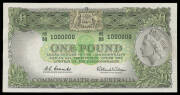 ONE POUND: £1 Coombs/Wilson, McDonald #50m Renniks #33m, Million Numbered Serial 'HG/88 1000000', EF. Cat $8,500.