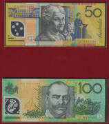 1998 NPA & RAM PortFolio 'Australian Note and Coin Collection' (#108) Mc #PT7, comprising $5 $10 $20 $50 & $100 with serials 'ZZ 98 999892' plus a 1998 Proof coin set to $2. As new. - 2