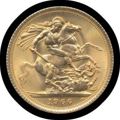 SOVEREIGN: QEII 1966 Laureate Head, reverse St.George, aUnc/Unc.