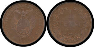 ONE PENNY: 1890 1d Pattern KM #Pn22, in plastic holder, graded by PCGS as Specimen 64 red-brown. Rare.