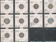 Z.A.R. Silver, collection remainders with 3d 1892, 1893 x2, 1895 x3 and 1897 x2 and 6d 1892 x11, 1893 x11 including three VF grade, 1894 x6, 1895 x7, 1896 x19 and 1897 x10, condition varied. Stated retail over $4000. (72) - 5