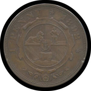 ONE PENNY: Z.A.R. 1892 Kruger 1d KM #2 aUnc.