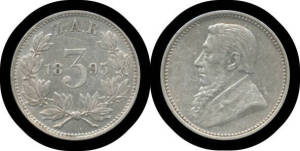 THREE PENCE: Z.A.R. 1895 Kruger 3d KM #3 cleaned, EF.