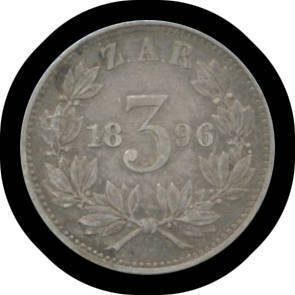 THREE PENCE: Z.A.R. 1896 Kruger 3d group KM #3 condition varied to aEF. (8)