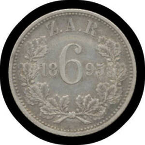 SIX PENCE: Z.A.R. 1895 Kruger 6d KM #4, gVF.