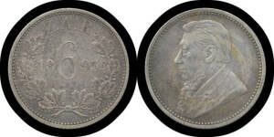 SIX PENCE: Z.A.R. 1895 Kruger 6d KM #4, aEF.