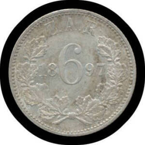 SIX PENCE: Z.A.R. 1897 Kruger 6d KM #4, aUnc.