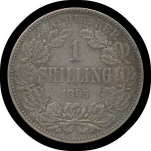 ONE SHILLING: Z.A.R. 1895 Kruger 1/- KM #5, aVF.