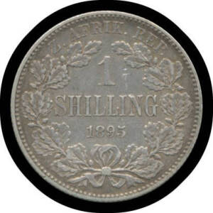 ONE SHILLING: Z.A.R. 1895 Kruger 1/- KM #5, gVF.