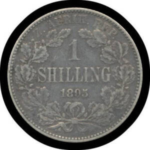 ONE SHILLING: Z.A.R. 1896 Kruger 1/- KM #5, gF/aVF.