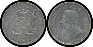 HALF-CROWN: Z.A.R. 1894 Kruger 2/6d KM #7, EF. Stated retail $1995.