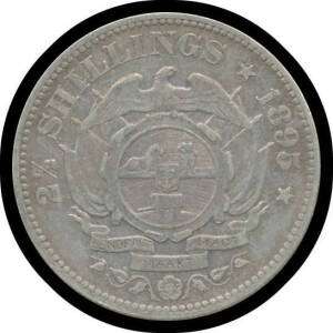 HALF-CROWN: Z.A.R. 1895 Kruger 2/6d KM #7, gF/aVF.