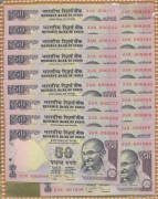 INDIA:1992-2014 50 Rupees, including signature types, Asoka Column and Ghandi issues, 2009 Ghandi 50 Rupees, semi solid serials '2AM 000111' to '2AM 000999' and '2AM 000100' to '2AM 001000', plus two similar sets for 2012 issue presented on Cards with bea - 2