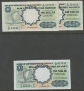 MALAYAN REGION: Collection on Hagners with KGVI Straits Settlements 1c to $5 with duplicate $1 x6 including consecutive pair (soiled) and 50c x2 then QEII Malaya and British Borneo 1953 $1 x4 (one EF) 1959 $1 x3, 1961 $10 and Malaysia 1976 $50 Bank Negara - 2