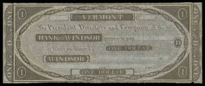 UNITES STATES OF AMERICA: Selection with c.1838 $1 unfilled remainder Bank of Windsor Vermont, on ultra thin paper gVF, $1 1935 Silver currency, $2 1953 EF & 1976 (x2) consecutive pairs, $5 1977 & 1988, $10 2009 consec pairs x2, $20 1990 aUnc and 2009 x2 