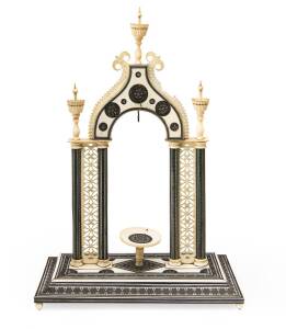 An Indian ivory pocket watch stand, 19th century. 29cm