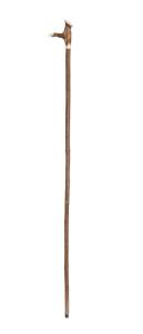 An English country walking stil with deer antler handle and carved whistel, 19th century. 145cm