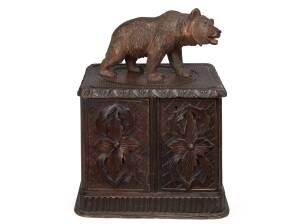 A Black Forest humidor, late 19th Century. 29cm high, 22cm wide, 17cm deep