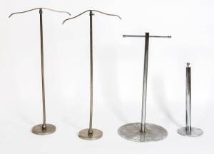 Group of 4 chrome art deco shop display stands, circa 1920s. Tallest 93cm