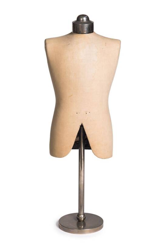 A shop display mannequin on chrome base, circa 1920's. 112cm