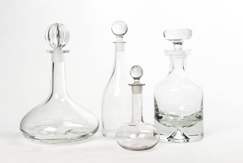 Four crystal decanters including Orrefors. Tallest 29cm high