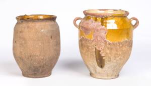 Two French pottery olive oil jars, 19th century. Tallest 29cm 