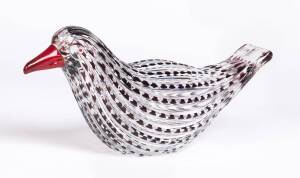 A Murano glass bird statue signed "ZANETTI", late 20th century. 33cm long