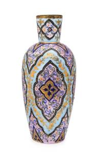 A Persian inspired finely decorated glass mantel vase, circa1870s. 28cm