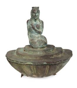 A solid bronze mermaid wall fountain, 19th/20th century. 34cm