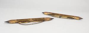 A pair of brass mounted silk weaving bobbins, French, 19th Century. 41cm long, 8cm wide each