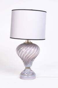 A gold splashed Murano glass lamp base and shade. The base 48cm high