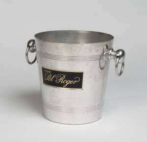 A French metal wine cooler labelled "Pol Roger"