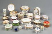 HALCYON DAYS: Enamel boxes, Clock, thimble, sewing tape measures (2), musical box & potpurri. - 2