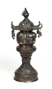 A Chinese bronze lantern lamp, first half 20th century. 46cm high