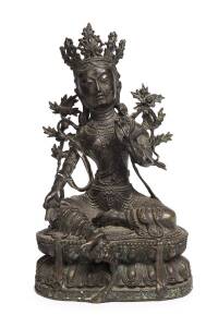 A Tibetan bronze Green Tara statue. 36cm