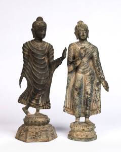 Two antique bronze statues. Tallest 59cm