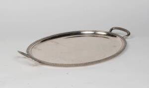 A silver plated oval twin handled drinks tray, French, Circa 1920