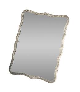 An Austrian silver standing table mirror with crocodile skin back, stamped "935 STERLING", circa 1920s. 30 x 23cm