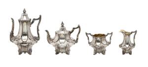 A Victorian four piece sterling silver tea service by Joseph Angell, London, 1851. 2.3kg